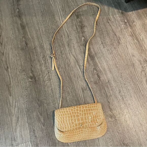 HOBO Tan Patent Leather Croc Embossed Crossbody Bag - Picture 2 of 11